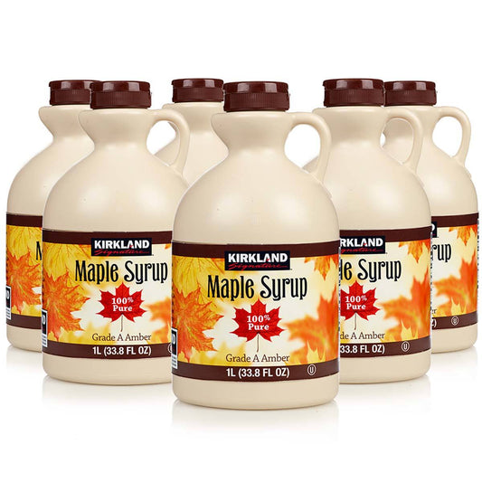 Kirkland Canadian Maple Syrup - 100% Pure Grade A Amber, Rich Taste, 1 Litre X 1/2/3/&4