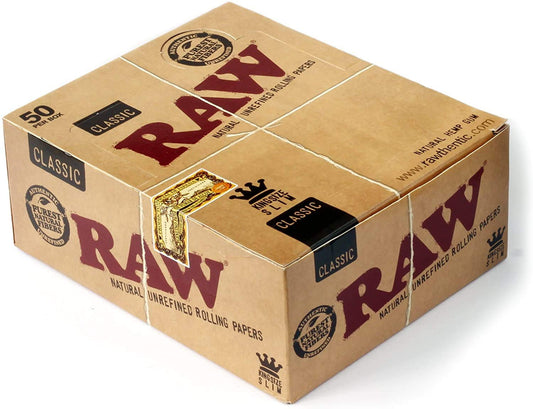 RAW Classic Rolling Papers King size Full Box of 50
