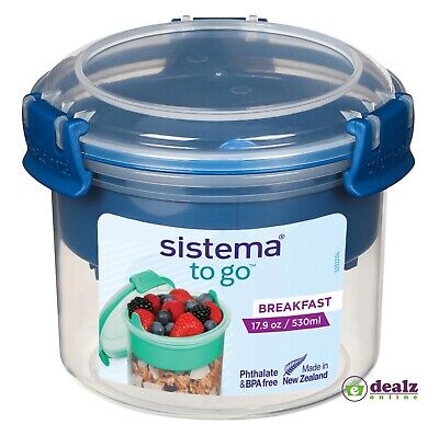 Sistema Klip It Colour Accents Breakfast To Go Container, Assorted Colours MARKET DADA