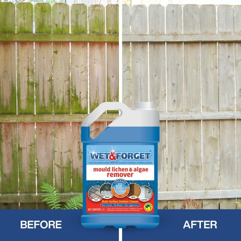 Wet & Forget Mould, Lichen & Algae Remover, Outdoor Cleaning Solution, Black Mould Remover, Bleach Free, 5 Litre Liquid